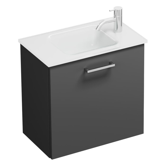 burgbad Eqio Waschtischkombination mit Glaswaschtisch 52 cm, mit Stangengriff P95