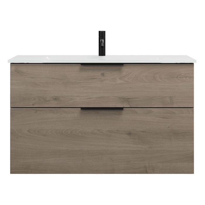 burgbad Eqio Waschtischkombination mit Glaswaschtisch 102 cm, mit Griff G0200