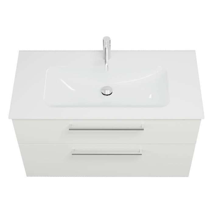 burgbad Eqio Waschtischkombination mit Glaswaschtisch 102 cm, mit Stangengriff P95