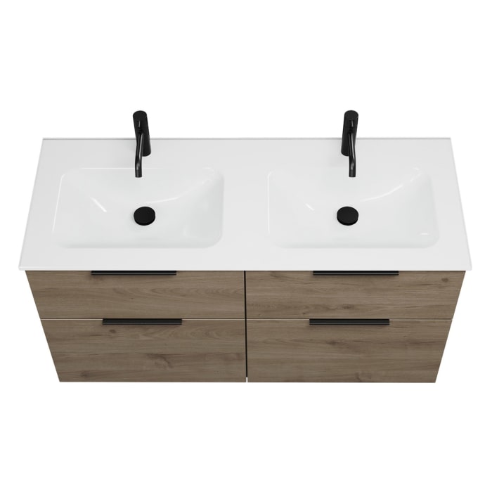 burgbad Eqio Waschtischkombination mit Glas- Doppelwaschtisch 122 cm, mit Griff G0200