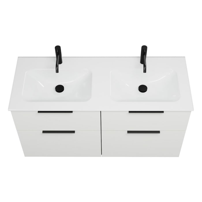 burgbad Eqio Waschtischkombination mit Glas- Doppelwaschtisch 122 cm, mit Griff G0200