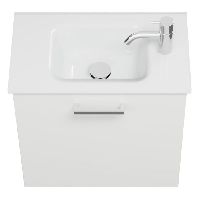 burgbad Eqio Waschtischkombination mit Glaswaschtisch 52 cm, mit Stangengriff P95