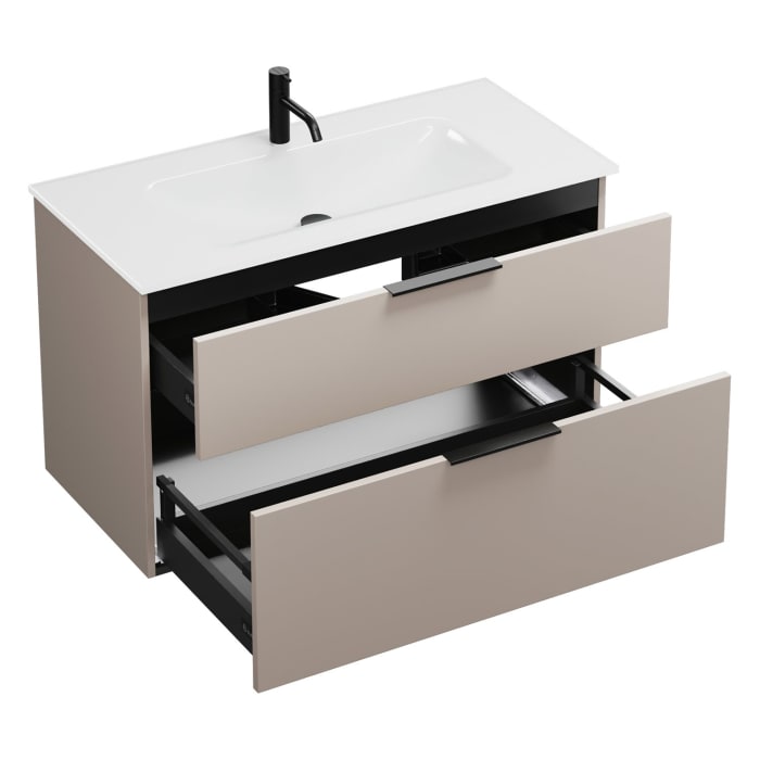 burgbad Eqio Waschtischkombination mit Glaswaschtisch 102 cm, mit Griff G0200