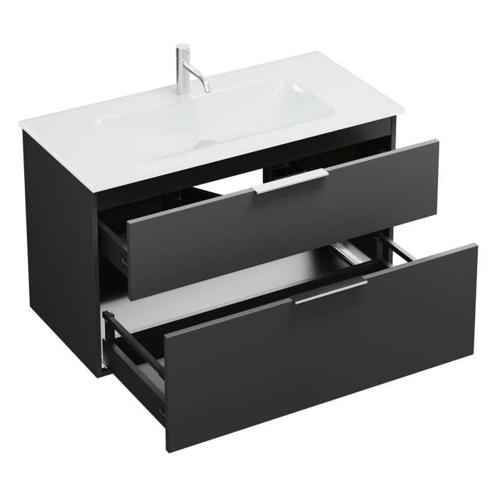 burgbad Eqio Waschtischkombination mit Glaswaschtisch 102 cm, mit Griff G0146