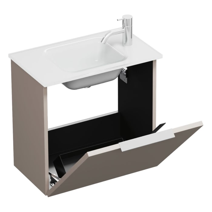 burgbad Eqio Waschtischkombination mit Glaswaschtisch 52 cm, mit Griff G0146