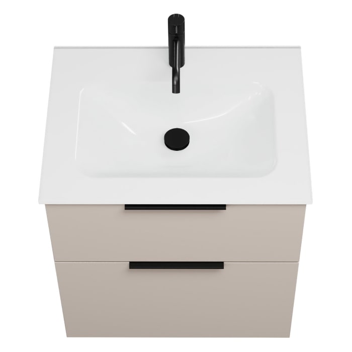 burgbad Eqio Waschtischkombination mit Glaswaschtisch 62 cm, mit Griff G0200