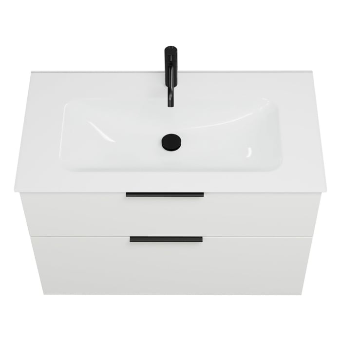 burgbad Eqio Waschtischkombination mit Glaswaschtisch 92 cm, mit Griff G0200