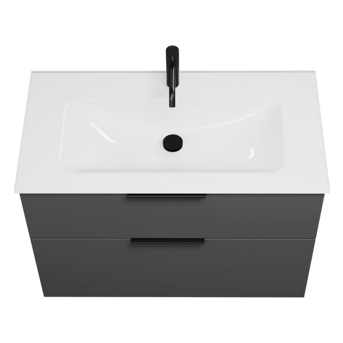 burgbad Eqio Waschtischkombination mit Glaswaschtisch 92 cm, mit Griff G0200