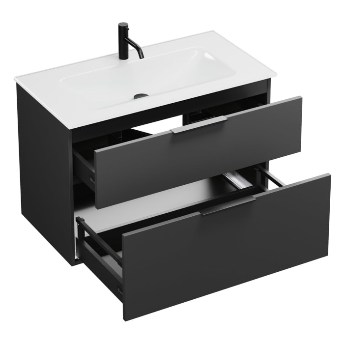 burgbad Eqio Waschtischkombination mit Glaswaschtisch 92 cm, mit Griff G0200