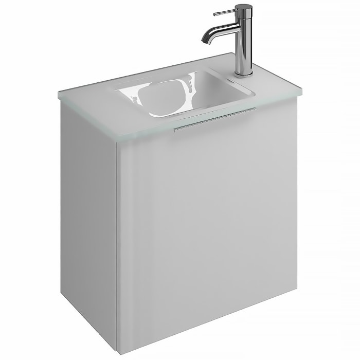 burgbad Eqio Waschtischkombination mit Glaswaschtisch 52 cm, mit Griff G0146