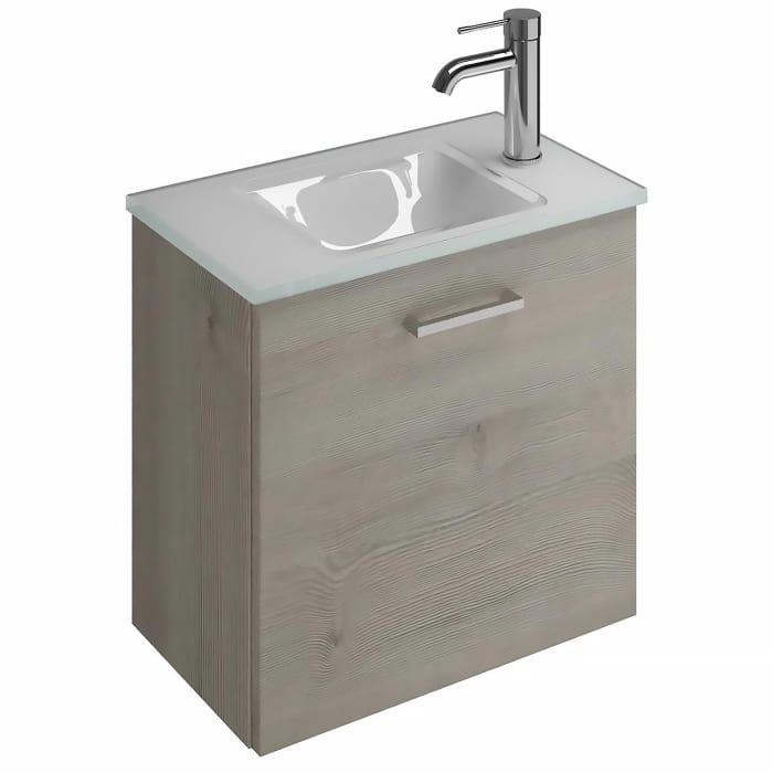 burgbad Eqio Waschtischkombination mit Glaswaschtisch 52 cm, mit Stangengriff P95