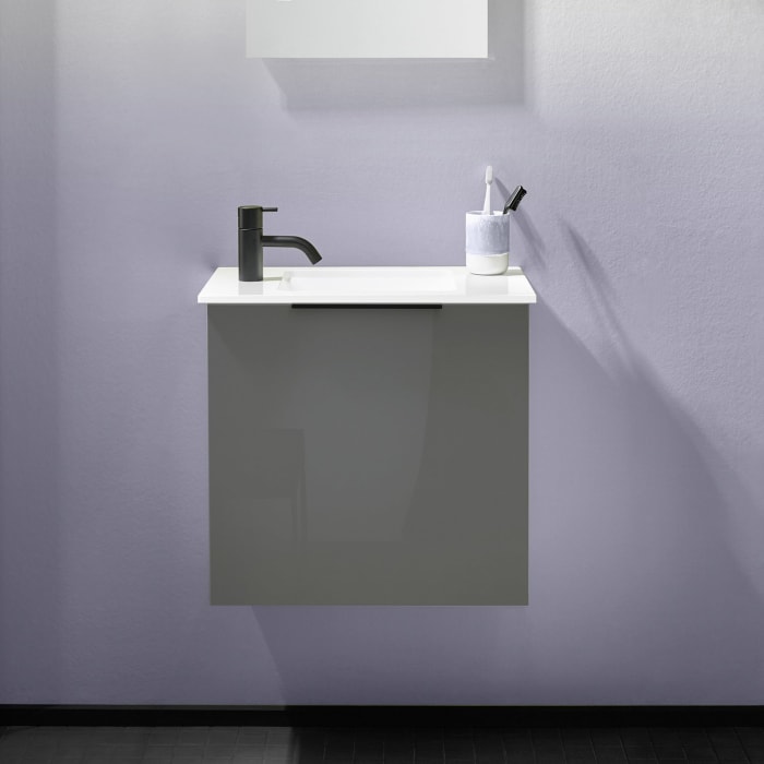 burgbad Eqio Waschtischkombination mit Glaswaschtisch 52 cm, mit Griff G0200