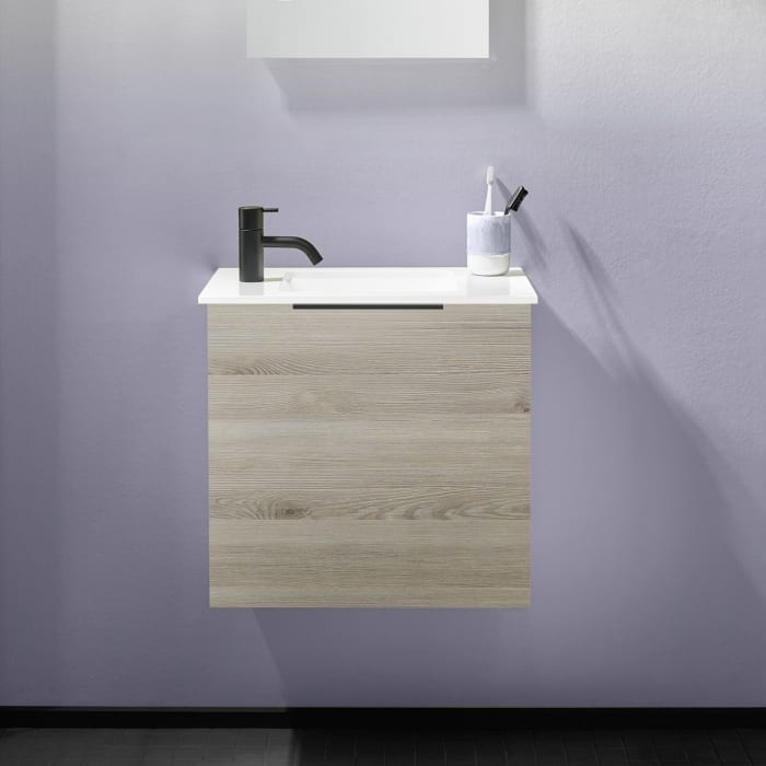 burgbad Eqio Waschtischkombination mit Glaswaschtisch 52 cm, mit Griff G0200