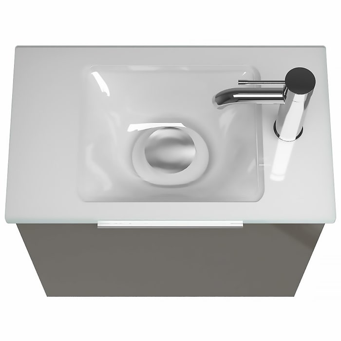 burgbad Eqio Waschtischkombination mit Glaswaschtisch 52 cm, mit Griff G0146