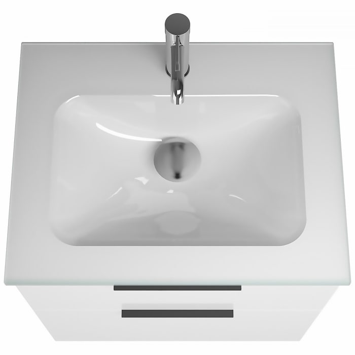 burgbad Eqio Waschtischkombination mit Glaswaschtisch 62 cm, mit Griff G0200