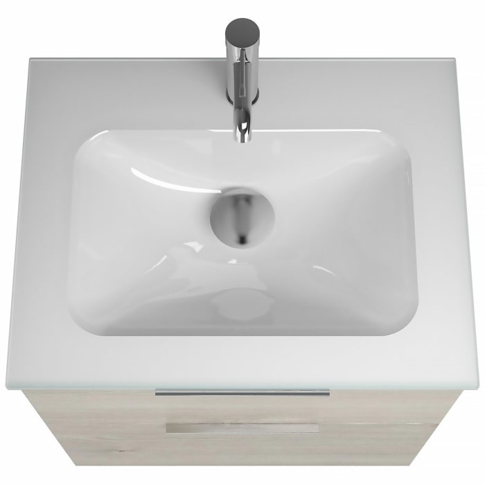 burgbad Eqio Waschtischkombination mit Glaswaschtisch 62 cm, mit Griff G0200