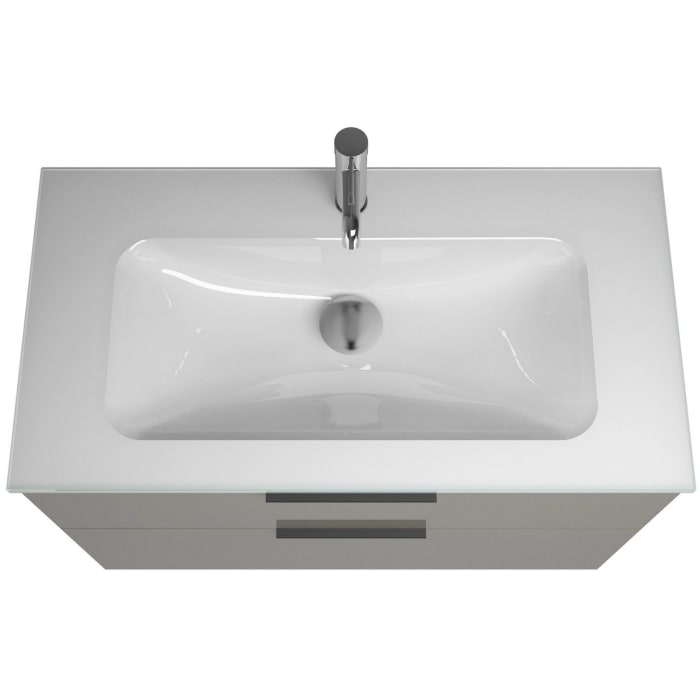 burgbad Eqio Waschtischkombination mit Glaswaschtisch 92 cm, mit Griff G0200