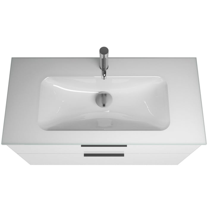 burgbad Eqio Waschtischkombination mit Glaswaschtisch 102 cm, mit Griff G0200