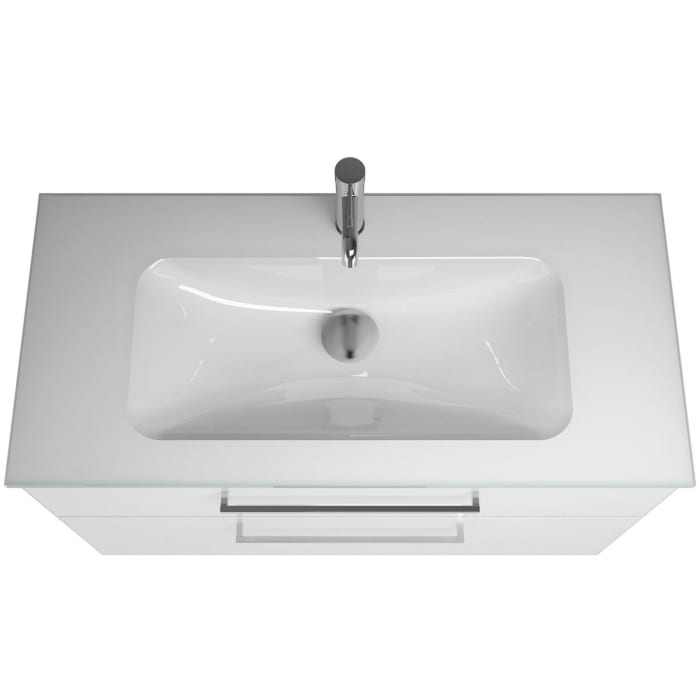 burgbad Eqio Waschtischkombination mit Glaswaschtisch 102 cm, mit Stangengriff P95