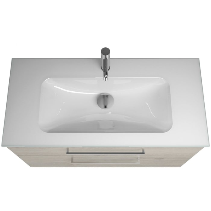 burgbad Eqio Waschtischkombination mit Glaswaschtisch 102 cm, mit Stangengriff P95