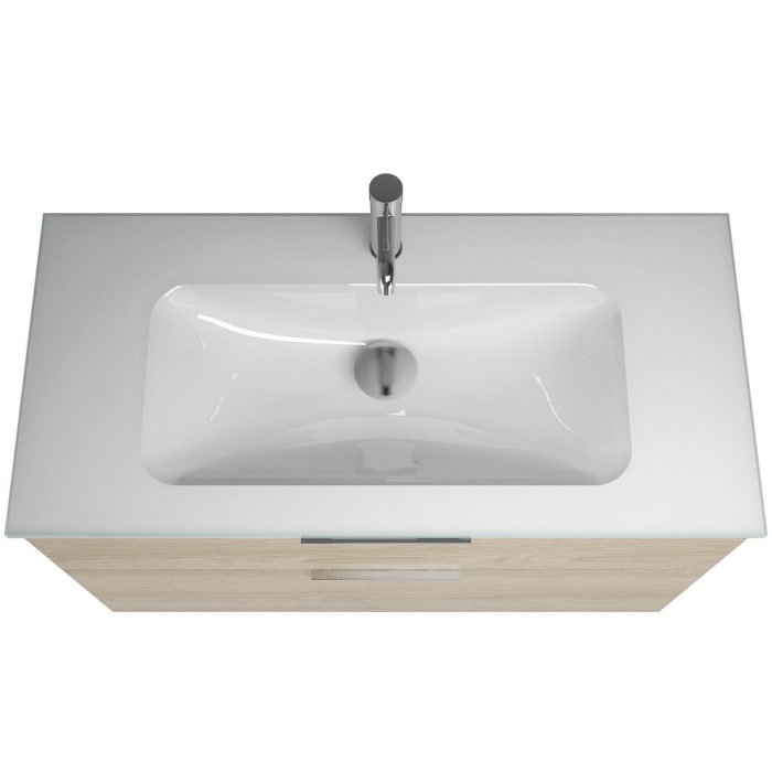 burgbad Eqio Waschtischkombination mit Glaswaschtisch 102 cm, mit Griff G0146