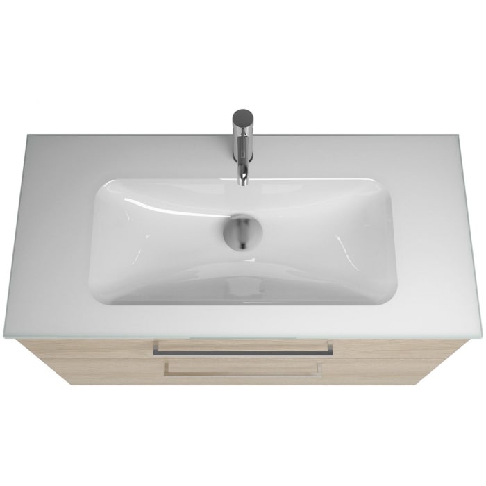 burgbad Eqio Waschtischkombination mit Glaswaschtisch 102 cm, mit Stangengriff P95