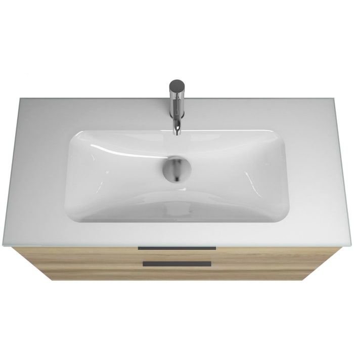 burgbad Eqio Waschtischkombination mit Glaswaschtisch 102 cm, mit Griff G0200