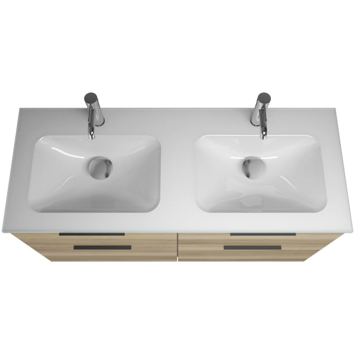 burgbad Eqio Waschtischkombination mit Glas- Doppelwaschtisch 122 cm, mit Griff G0200