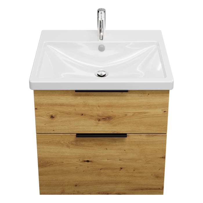 burgbad Eqio Waschtischkombination mit Keramik-Waschtisch, 63 cm, mit Griff G0200