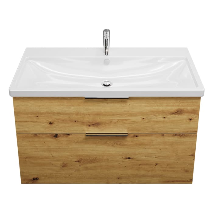 burgbad Eqio Waschtischkombination mit Keramik-Waschtisch, 103 cm, mit Griff G0146