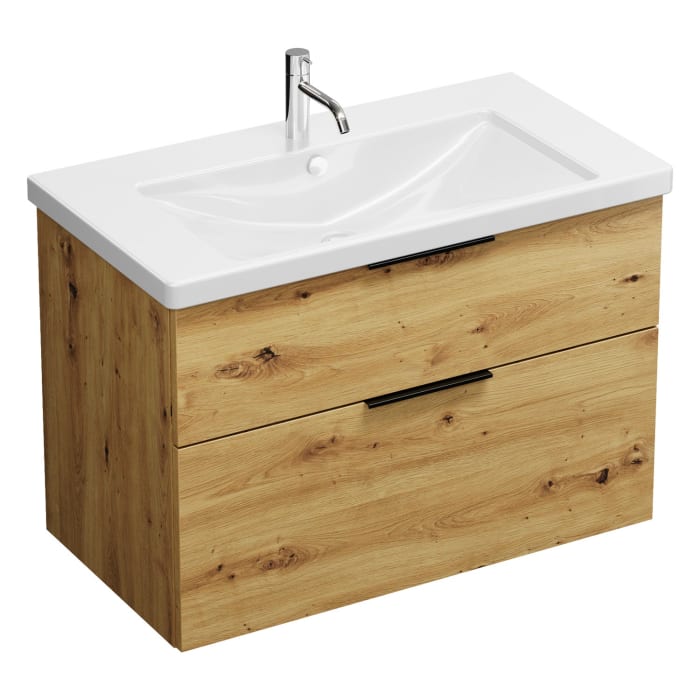 burgbad Eqio Waschtischkombination mit Keramik-Waschtisch, 93 cm, mit Griff G0200