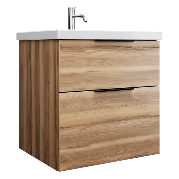 burgbad Eqio Waschtischkombination mit Keramik-Waschtisch, 63 cm, mit Griff G0200