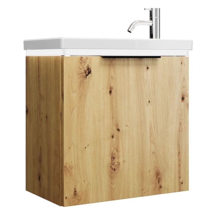 burgbad Eqio Waschtischkombination mit Keramik-Waschtisch mit LED-Beleuchtung, 53 cm, mit Griff G0200