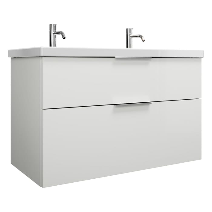 burgbad Eqio Waschtischkombination mit Keramik-Waschtisch, 103 cm, mit Griff G0146