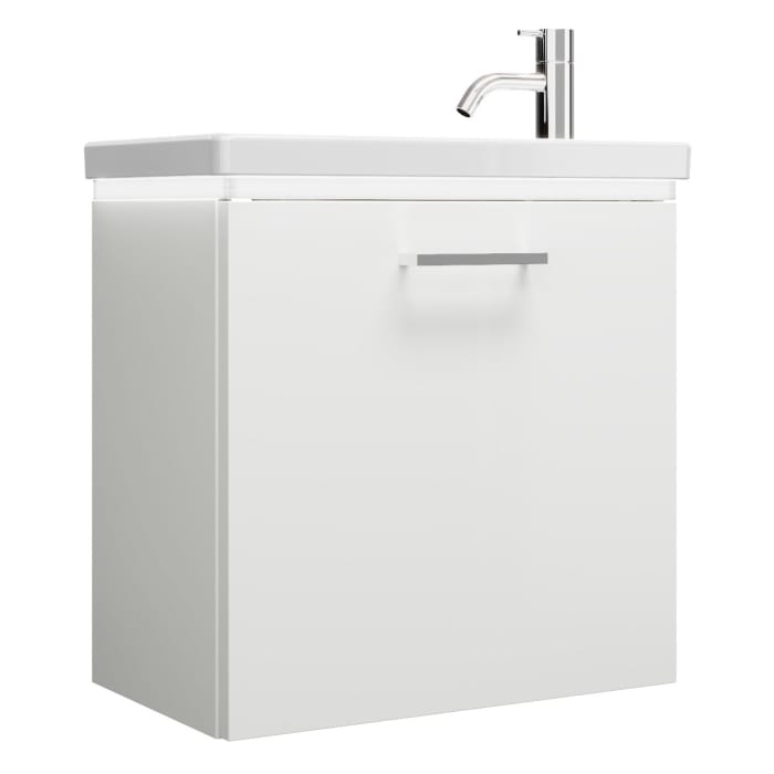 burgbad Eqio Waschtischkombination mit Keramik-Waschtisch mit LED-Beleuchtung, 53 cm, mit Stangengriff P95