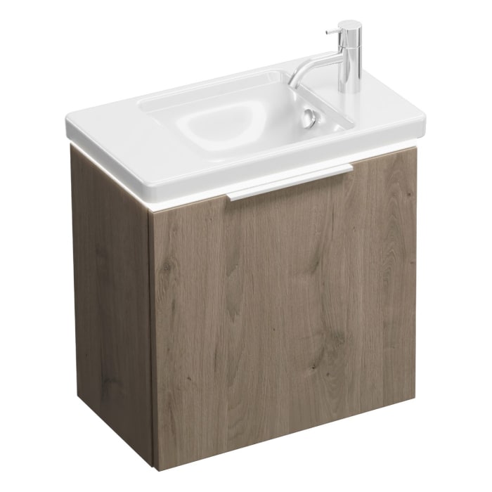 burgbad Eqio Waschtischkombination mit Keramik-Waschtisch mit LED-Beleuchtung, 53 cm, mit Griff G0146