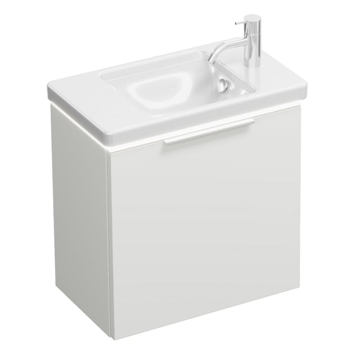 burgbad Eqio Waschtischkombination mit Keramik-Waschtisch mit LED-Beleuchtung, 53 cm, mit Griff G0146