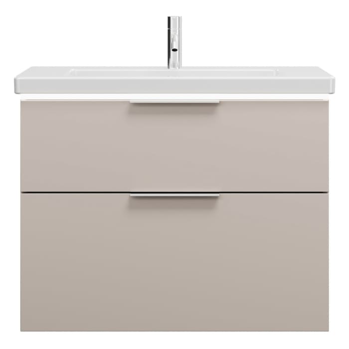 burgbad Eqio Waschtischkombination mit Keramik-Waschtisch mit LED-Beleuchtung, 83 cm, mit Griff G0146