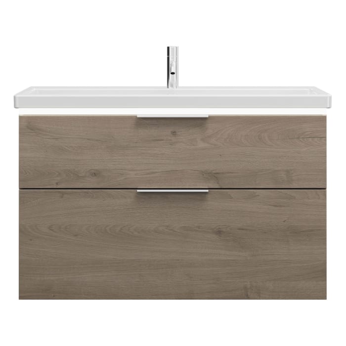 burgbad Eqio Waschtischkombination mit Keramik-Waschtisch mit LED-Beleuchtung, 103 cm, mit Griff G0146