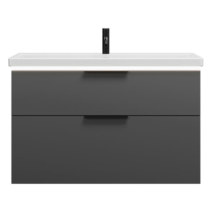 burgbad Eqio Waschtischkombination mit Keramik-Waschtisch mit LED-Beleuchtung, 103 cm, mit Griff G0200