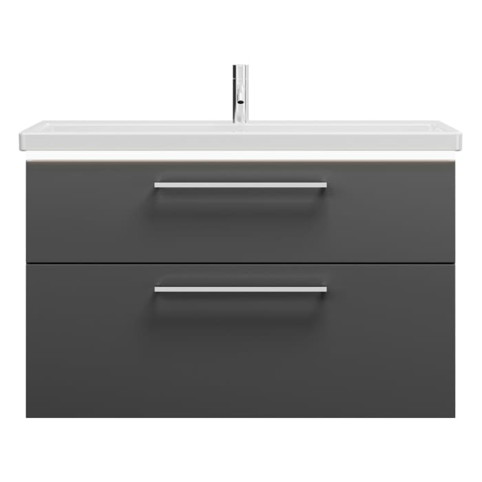 burgbad Eqio Waschtischkombination mit Keramik-Waschtisch mit LED-Beleuchtung, 103 cm, mit Stangengriff P95