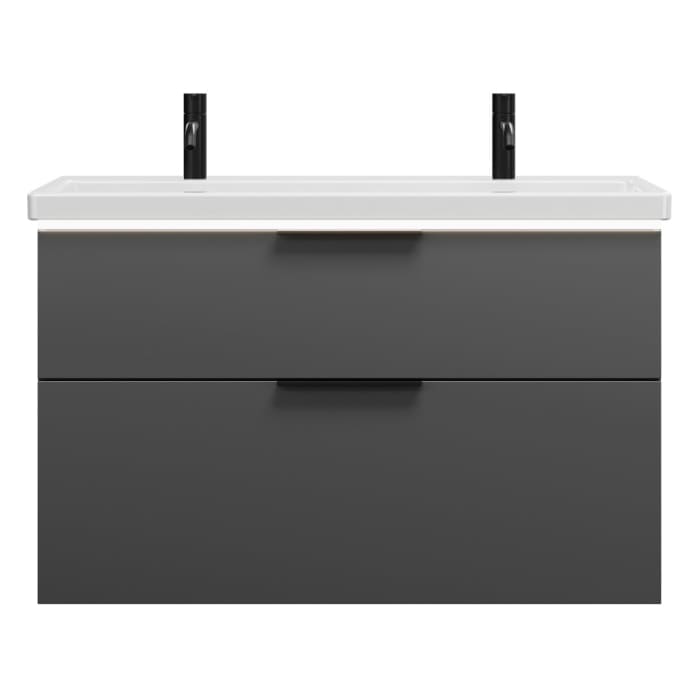 burgbad Eqio Waschtischkombination mit Keramik-Waschtisch mit LED-Beleuchtung, 103 cm, mit Griff G0200