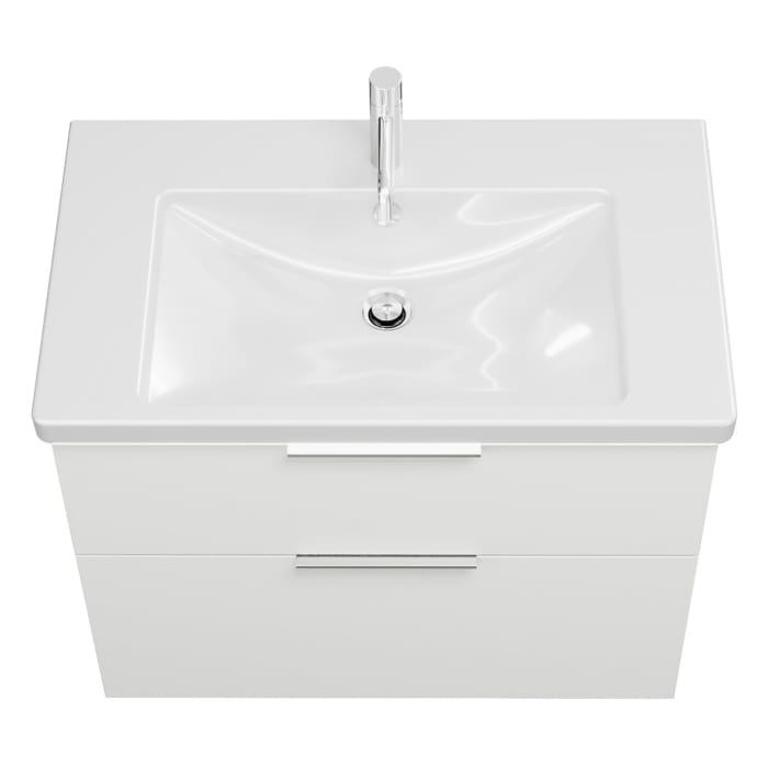 burgbad Eqio Waschtischkombination mit Keramik-Waschtisch mit LED-Beleuchtung, 83 cm, mit Griff G0146