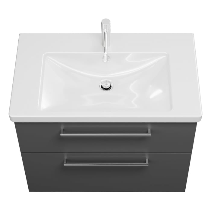 burgbad Eqio Waschtischkombination mit Keramik-Waschtisch mit LED-Beleuchtung, 83 cm, mit Stangengriff P95