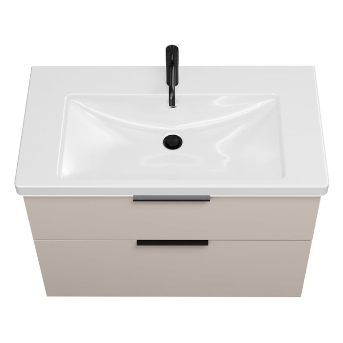 burgbad Eqio Waschtischkombination mit Keramik-Waschtisch mit LED-Beleuchtung, 93 cm, mit Griff G0200