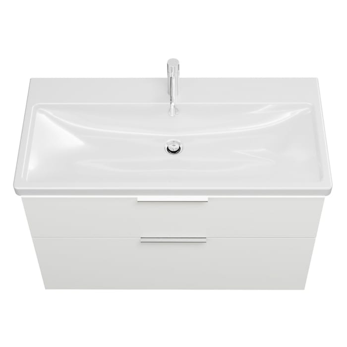 burgbad Eqio Waschtischkombination mit Keramik-Waschtisch mit LED-Beleuchtung, 103 cm, mit Griff G0146