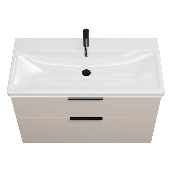 burgbad Eqio Waschtischkombination mit Keramik-Waschtisch mit LED-Beleuchtung, 103 cm, mit Griff G0200