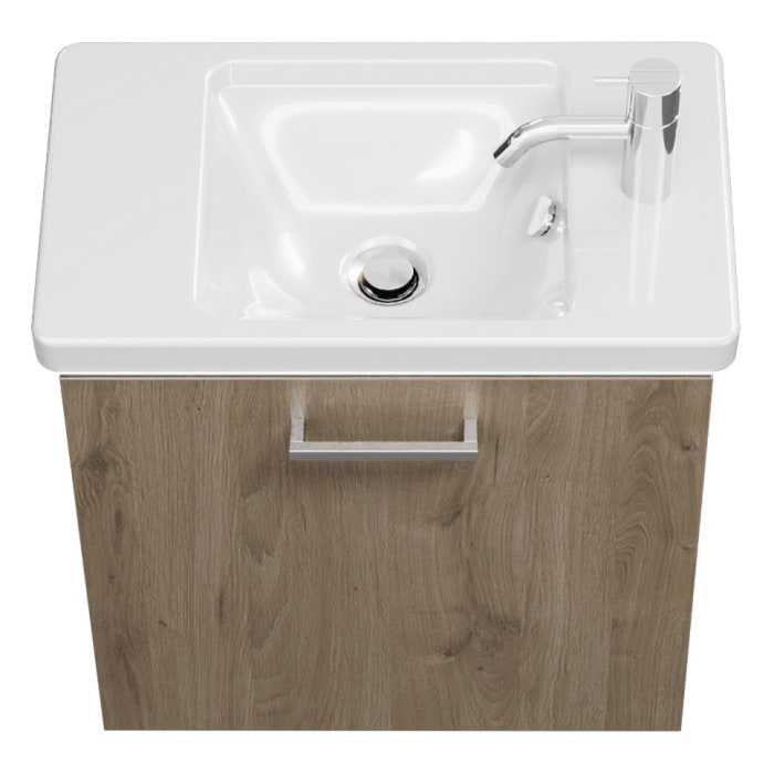 burgbad Eqio Waschtischkombination mit Keramik-Waschtisch mit LED-Beleuchtung, 53 cm, mit Stangengriff P95