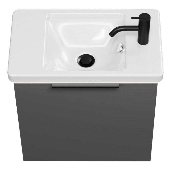 burgbad Eqio Waschtischkombination mit Keramik-Waschtisch mit LED-Beleuchtung, 53 cm, mit Griff G0200