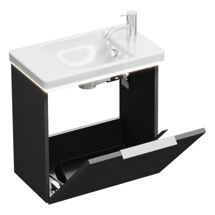 burgbad Eqio Waschtischkombination mit Keramik-Waschtisch mit LED-Beleuchtung, 53 cm, mit Griff G0146